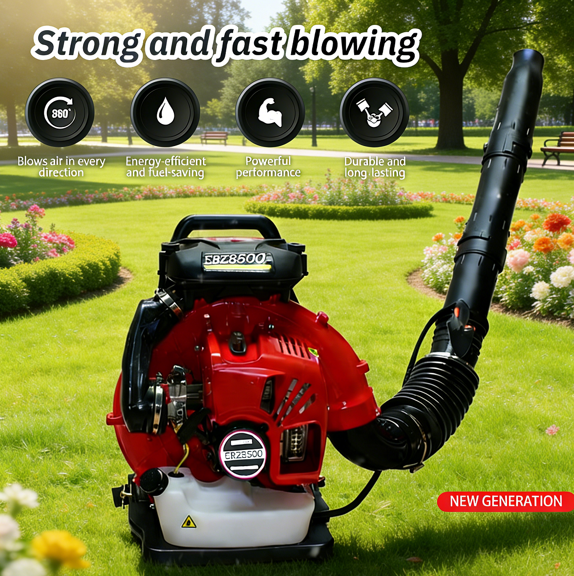 Heavy Equipment Yard - Heavy Duty Petrol Leaf Blower 3500W