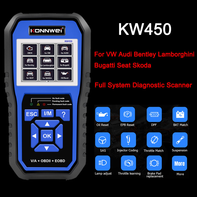 Heavy Equipment Diagnostic Tool - KONNWEI KW450 OBD2 Car All Systems