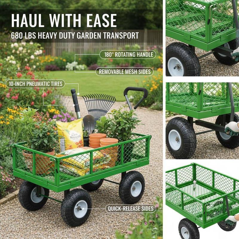 Steel Garden Cart 680 Lbs For  - Heavy Equipment Work のレビューと価格