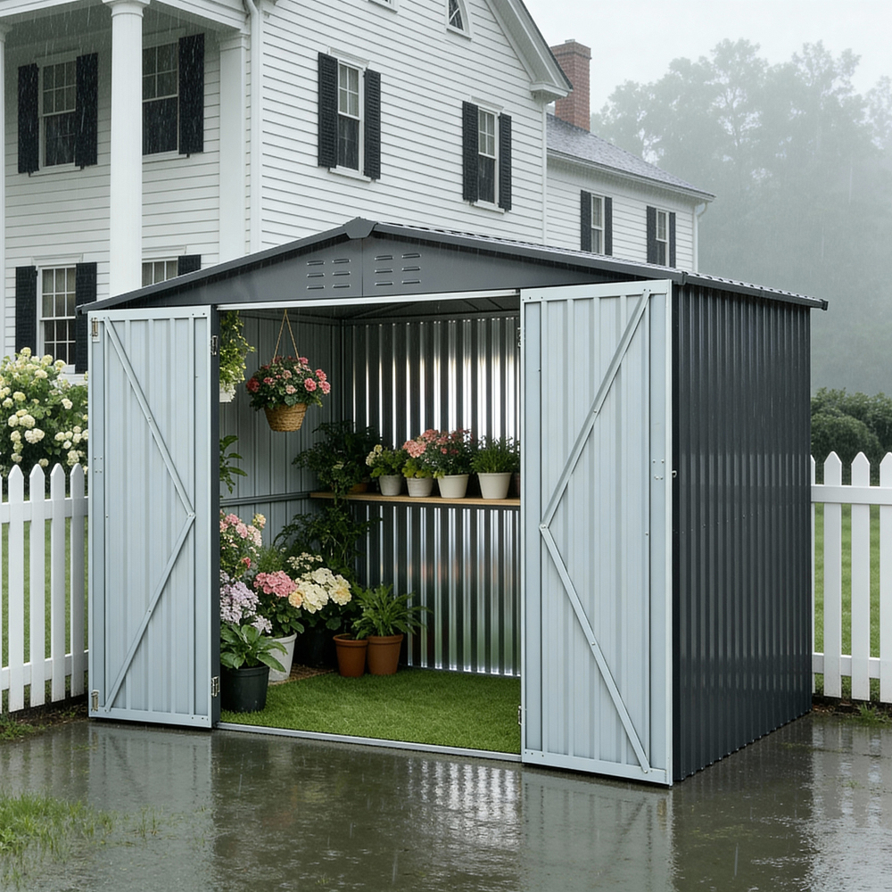Metal Storage Shed with Double - Heavy Equipment Yard のレビューと価格