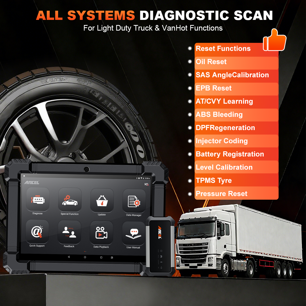 ANCEL Heavy Duty Truck Diagnos - Heavy Equipment Diagnostic Tool のレビューと価格