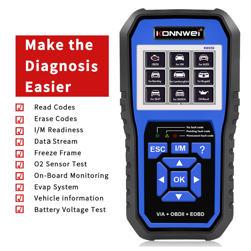 KONNWEI KW450 OBD2 Car All Sys - Heavy Equipment Diagnostic Tool のレビューと価格