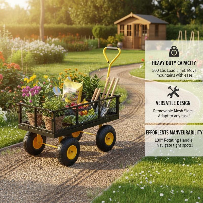 Steel Garden Cart 500 Lbs For  - Heavy Equipment Yard のレビューと価格