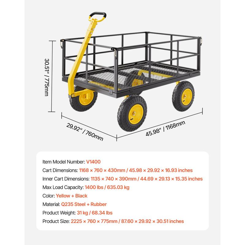 Steel Garden Cart 1400 Lbs For - Heavy Equipment Yard のレビューと価格